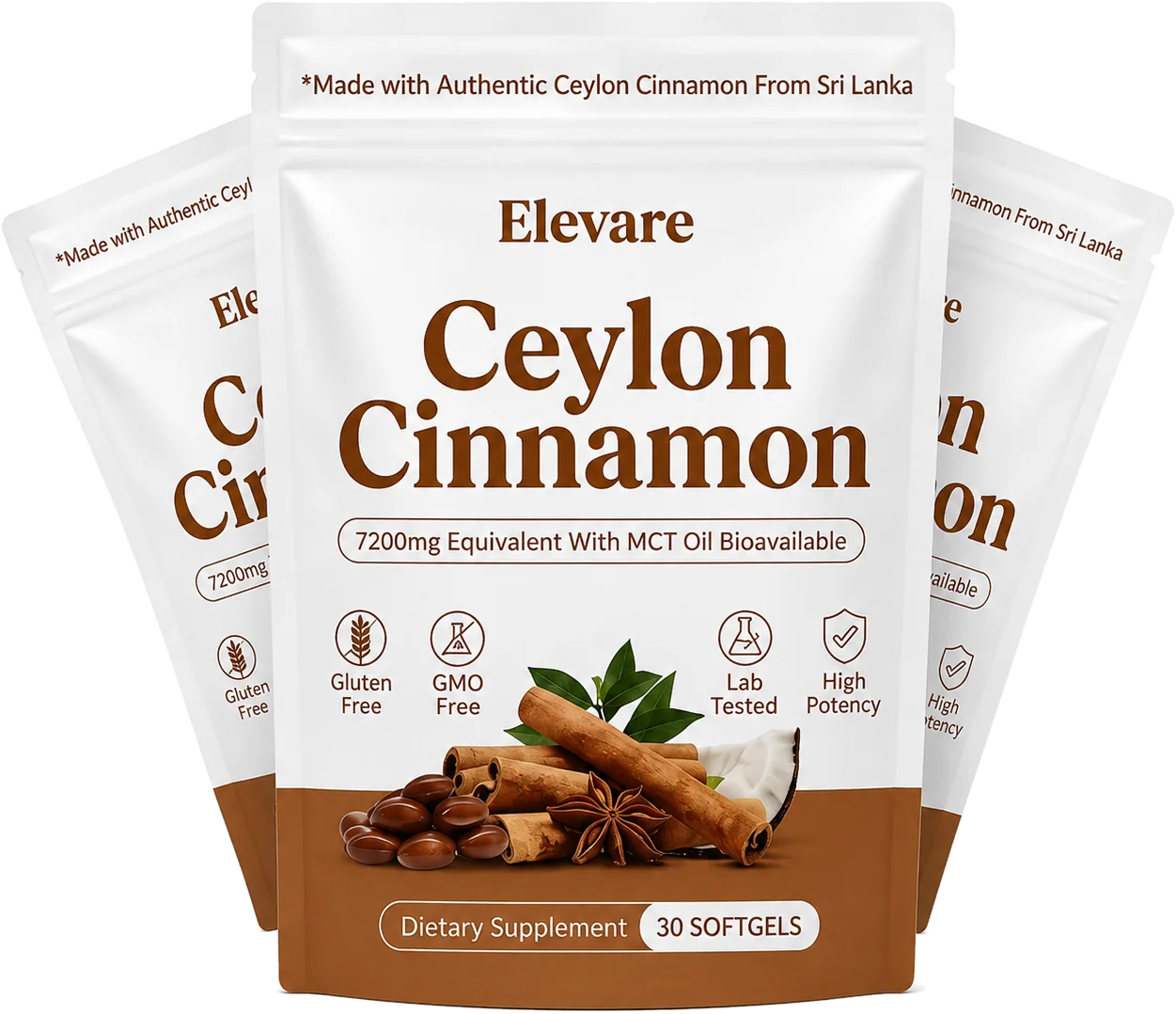 Confezione da 3 di Elevare Cannella di Ceylon