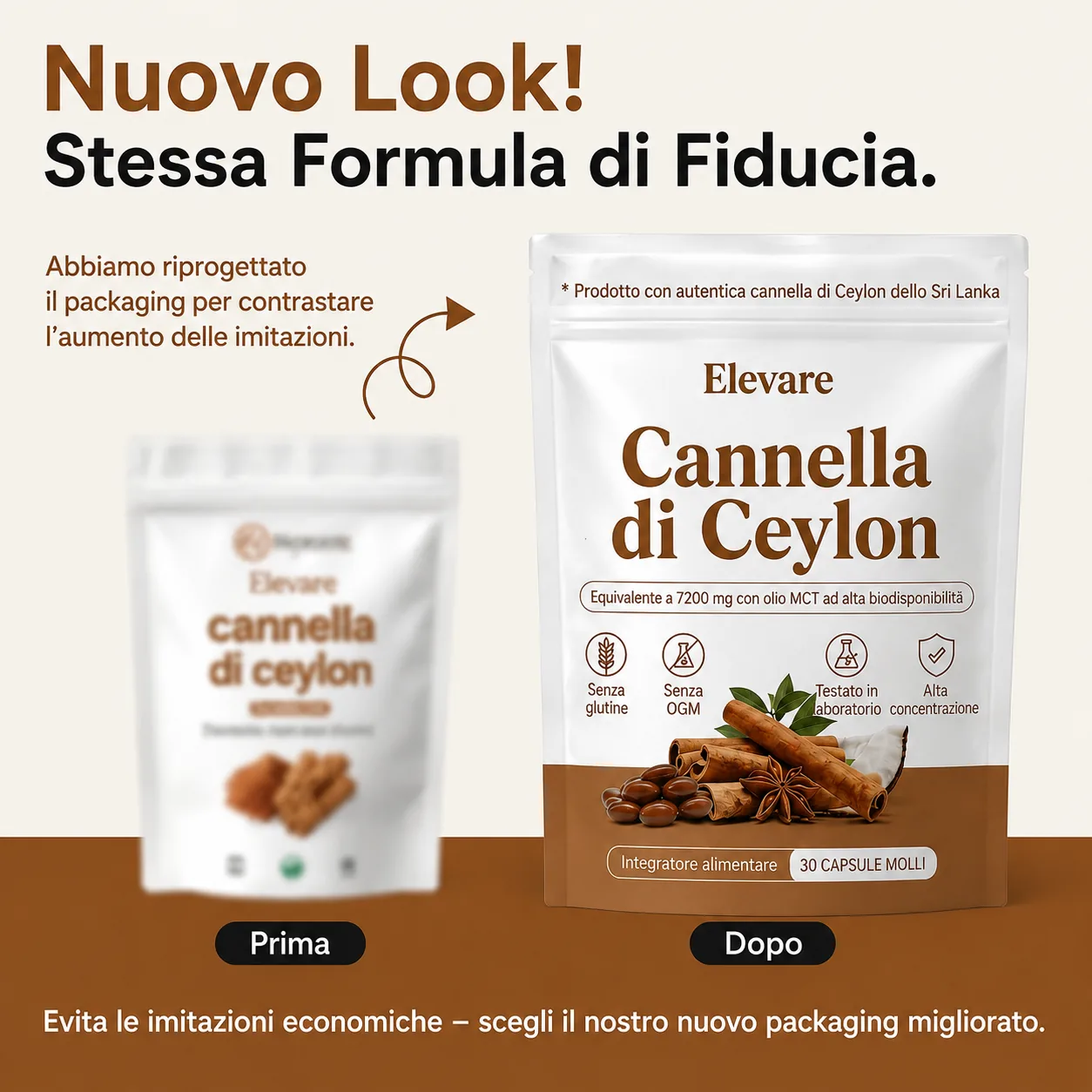 Nuovo packaging Elevare, stessa formula